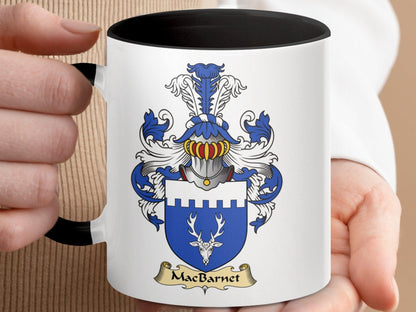 Physical Item 11oz / Black MacBarnet Family Crest Coat of Arms Display Mug