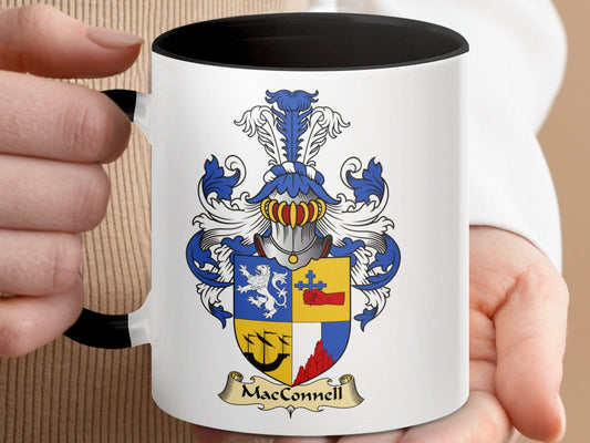 Physical Item 11oz / Black MacConnell Family Crest Coat of Arms Accent Coffee Mug