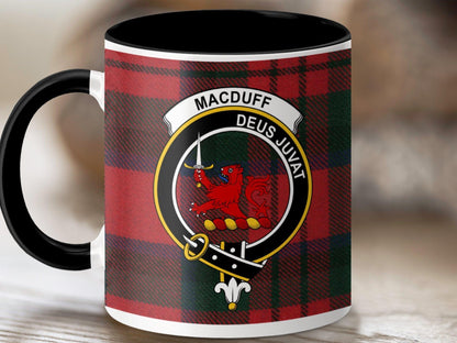 Physical Item 11oz / Black Macduff Clan Crest Tartan Scottish Mug