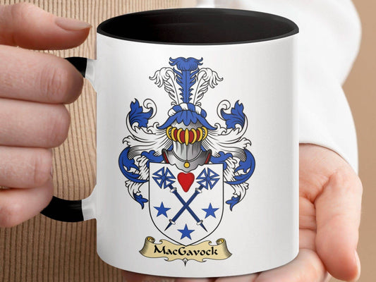 MacGavock Family Coat of Arms Heraldic Emblem Mug - Celtic Ancestry Gifts