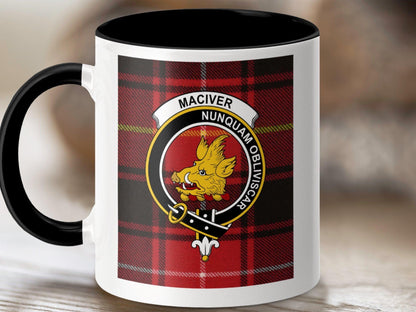 Physical Item 11oz / Black MacIver Clan Scottish Tartan Crest Mug