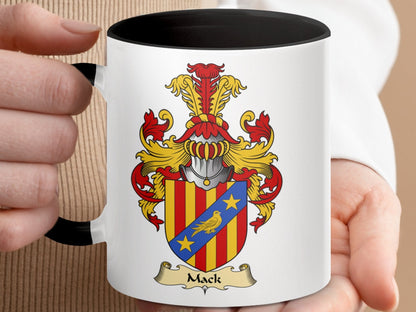 Physical Item 11oz / Black Mack Family Crest Emblem High-Quality Accent Mug