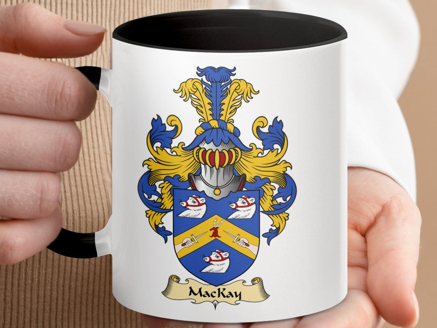 Physical Item 11oz / Black Mackay Family Crest Colorful Accent Coffee Mug