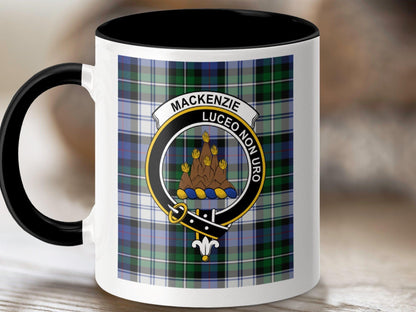 Physical Item 11oz / Black MacKenzie Clan Scottish Tartan Crest Mug