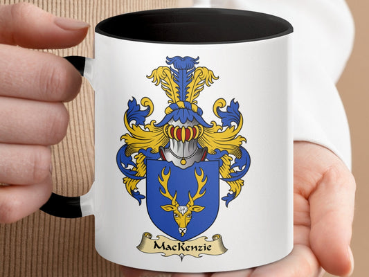 Physical Item 11oz / Black MacKenzie Family Crest Accent Coffee Mug