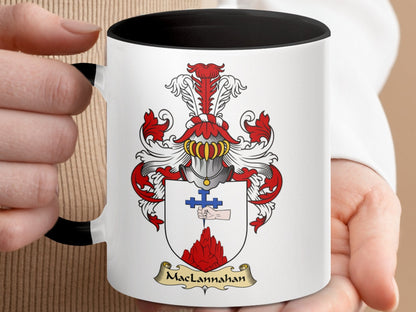 Physical Item 11oz / Black MacLannahan Family Coat of Arms Crest Design Mug