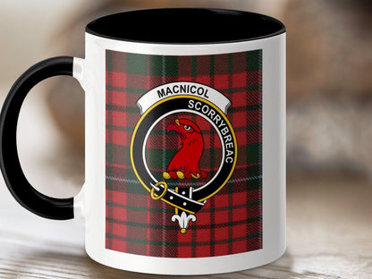 Physical Item 11oz / Black MacNicol Clan Scottish Tartan Crest Mug