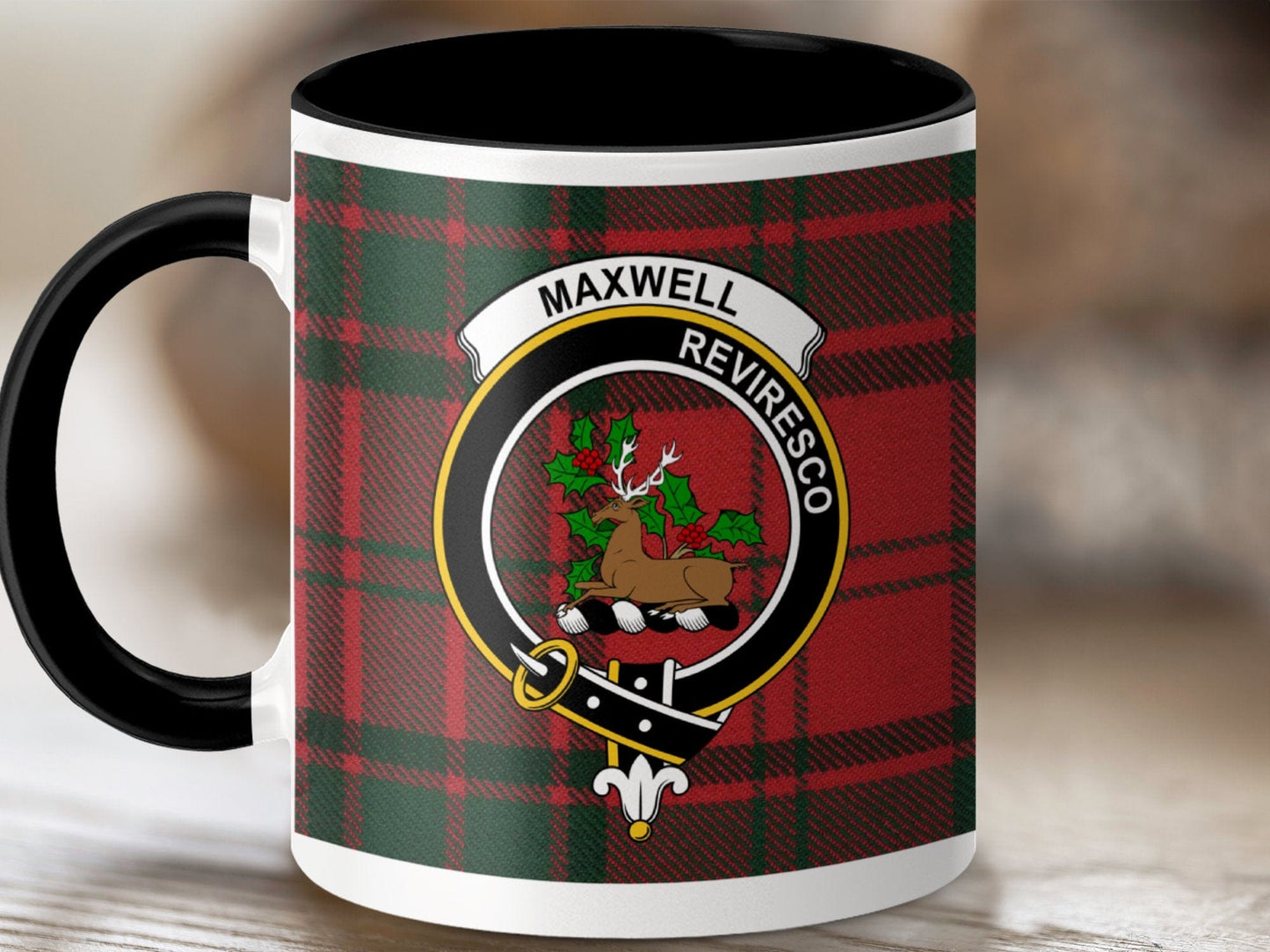 Physical Item 11oz / Black Maxwell Clan Scottish Tartan Mug