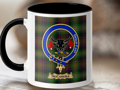 Physical Item 11oz / Black McCaskill Clan Scottish Tartan Crest Mug