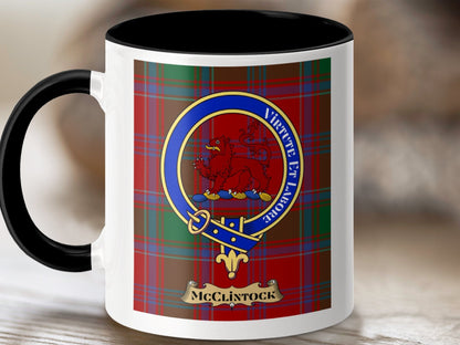 Physical Item 11oz / Black McClintock Clan Scottish Tartan Crest Mug