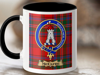 Physical Item 11oz / Black McClure Clan Scottish Tartan Crest Mug