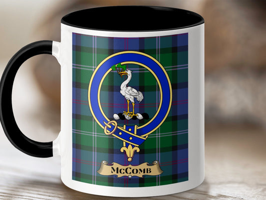 Physical Item 11oz / Black McComb Clan Scottish Tartan Crest Mug