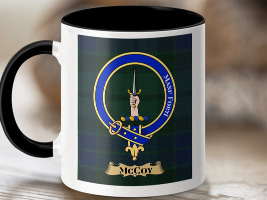 Physical Item 11oz / Black McCoy Clan Scottish Tartan Crest Mug