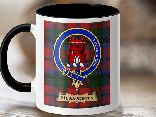 Physical Item 11oz / Black McNaughten Clan Scottish Tartan Crest Mug