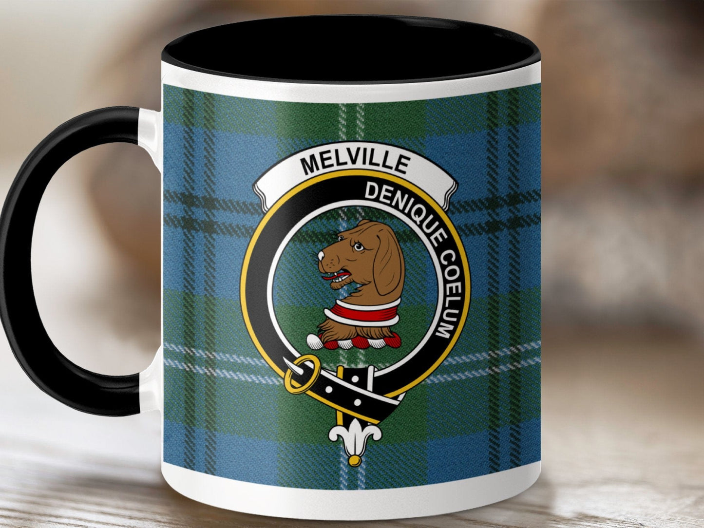 Physical Item 11oz / Black Melville Clan Scottish Tartan Mug