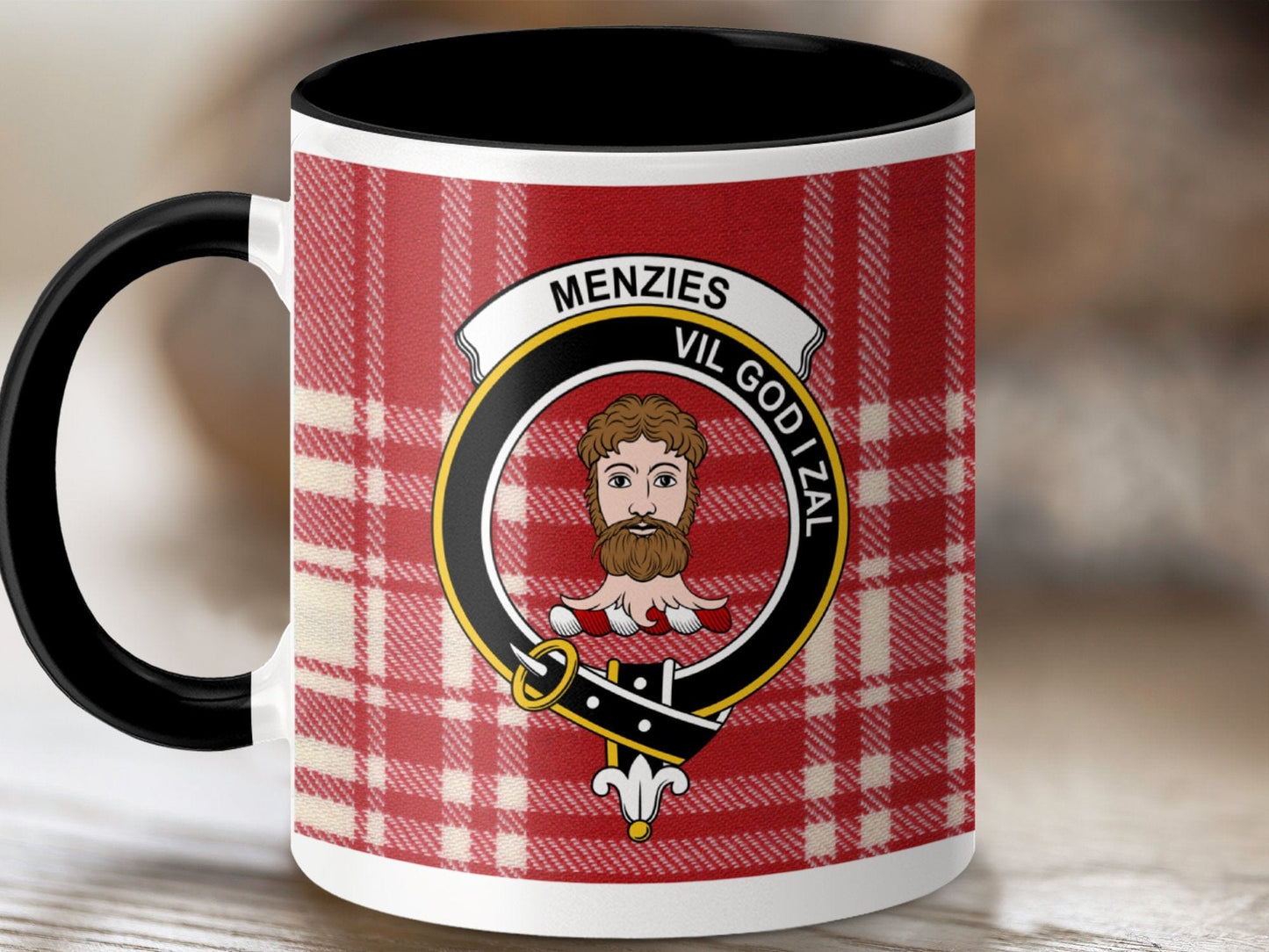 Physical Item 11oz / Black Menzies Clan Scottish Tartan Mug