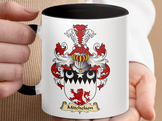 Physical Item 11oz / Black Mitchelson Family Crest Emblem Classic Design Mug