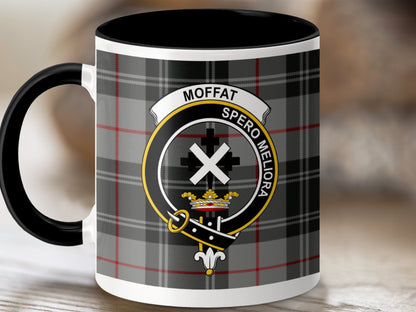 Physical Item 11oz / Black Moffat Clan Scottish Tartan Plaid Mug