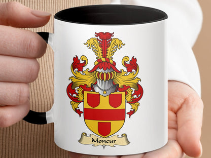 Physical Item 11oz / Black Moncur Coat of Arms Colorful Art Crest Mug