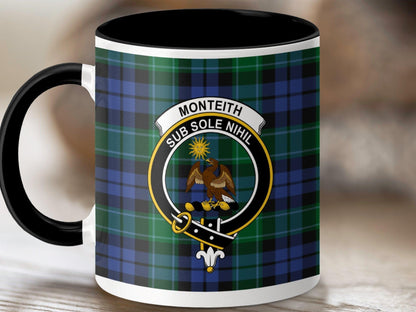 Physical Item 11oz / Black Monteith Clan Crest Tartan Scottish Mug