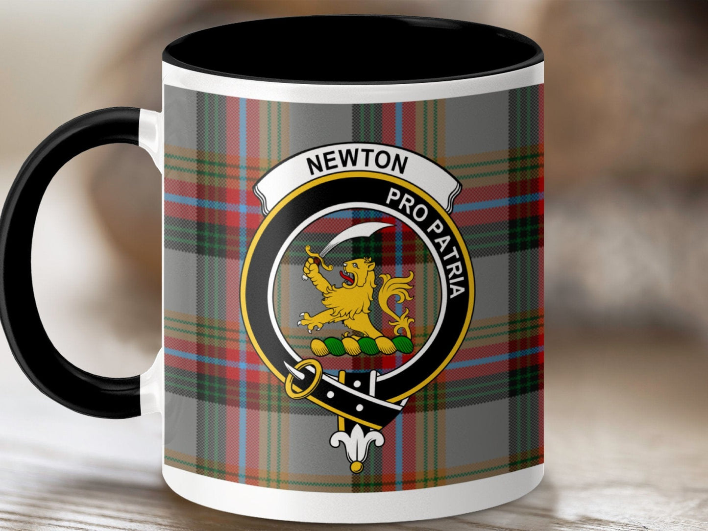 Physical Item 11oz / Black Newton Clan Scottish Tartan Mug