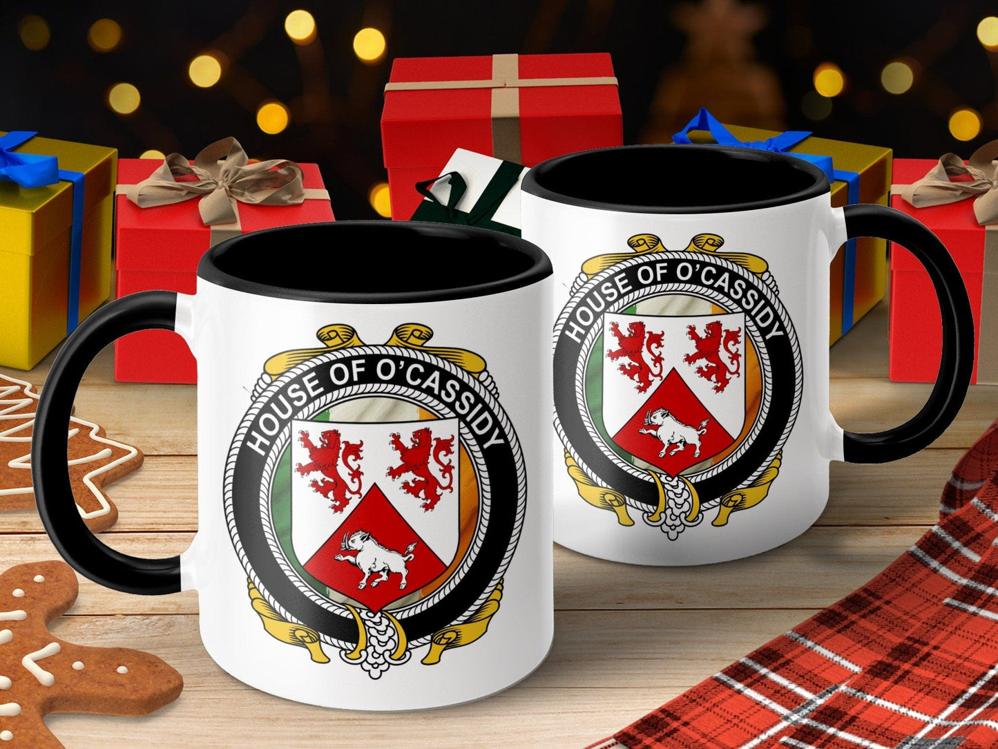 Physical Item 11oz / Black O'Cassidy Irish Crest Emblem Heritage Mug