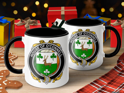 Physical Item 11oz / Black O'Connell Surname Irish Crest Heritage Mug