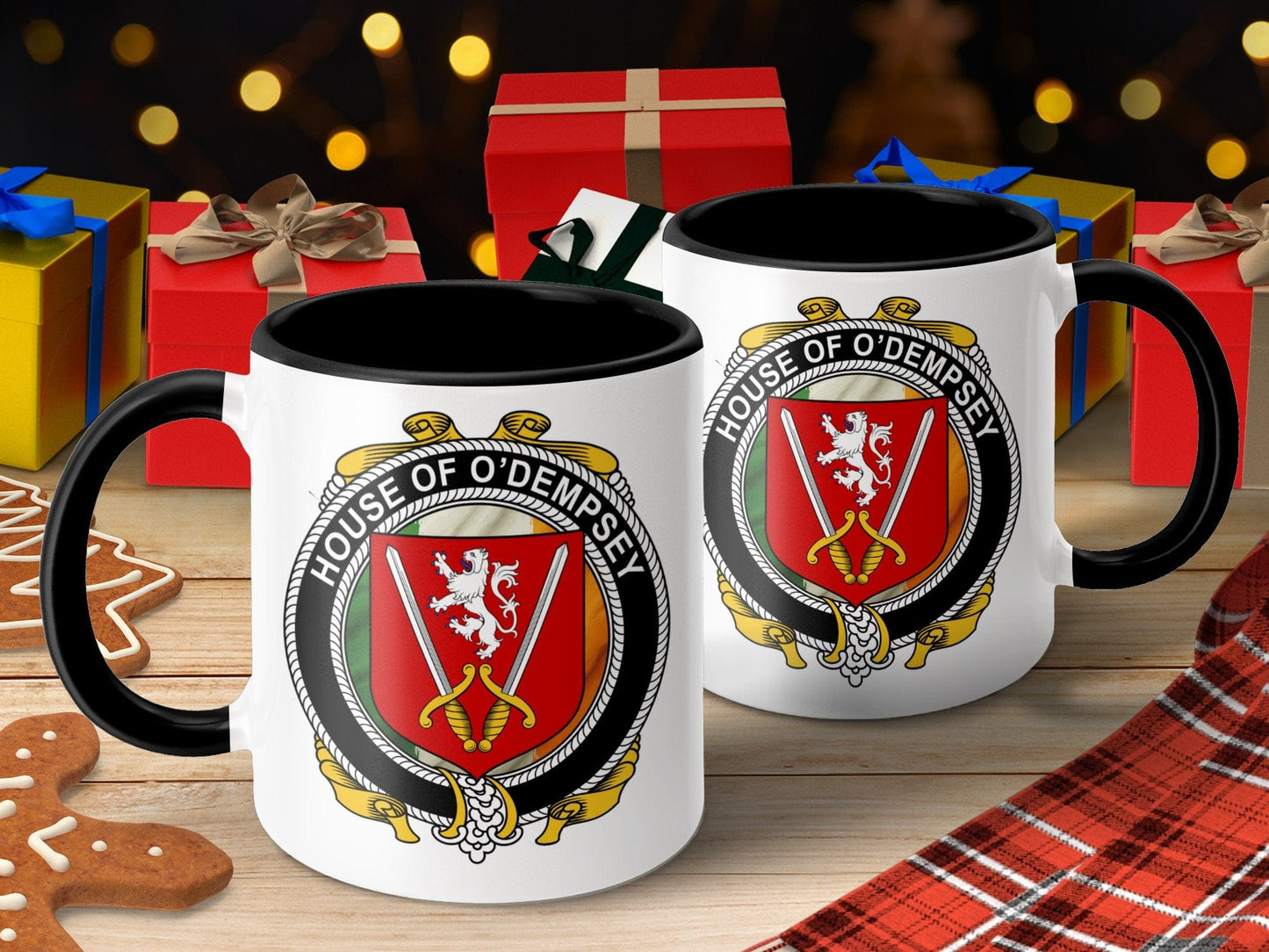 Physical Item 11oz / Black O'Dempsey Family Crest Irish Heritage Mug