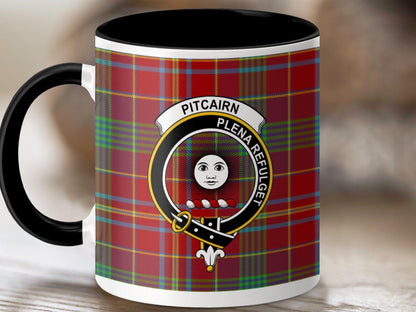 Physical Item 11oz / Black Pitcairn Clan Crest Tartan Scottish Mug