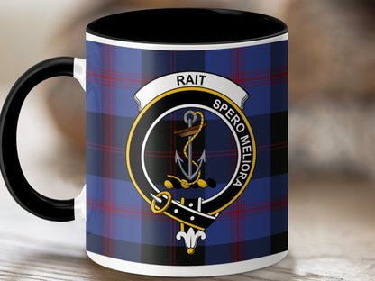 Physical Item 11oz / Black Rait Clan Crest Tartan Scottish Mug