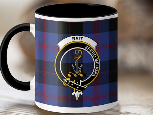 Physical Item 11oz / Black Rait Clan Crest Tartan Scottish Mug