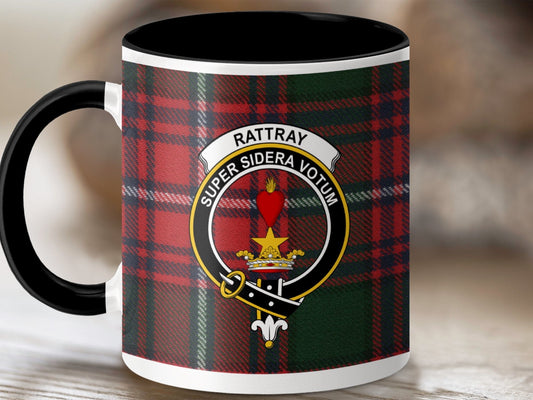 Physical Item 11oz / Black Rattray Clan Crest Tartan Scottish Mug