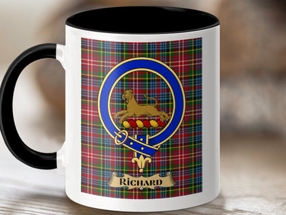 Physical Item 11oz / Black Richard Clan Scottish Tartan Crest Mug