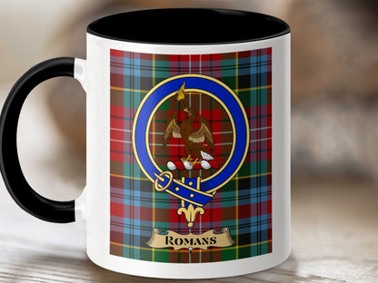 Physical Item 11oz / Black Romans Clan Scottish Tartan Crest Mug