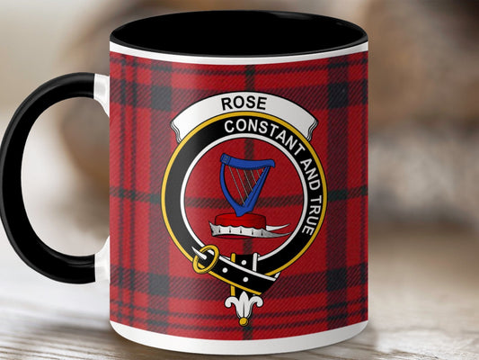 Physical Item 11oz / Black Rose Clan Crest Tartan Scottish Mug