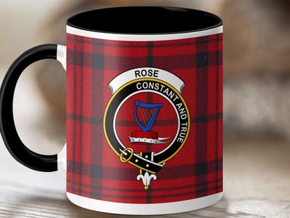 Physical Item 11oz / Black Rose Clan Crest Tartan Scottish Mug