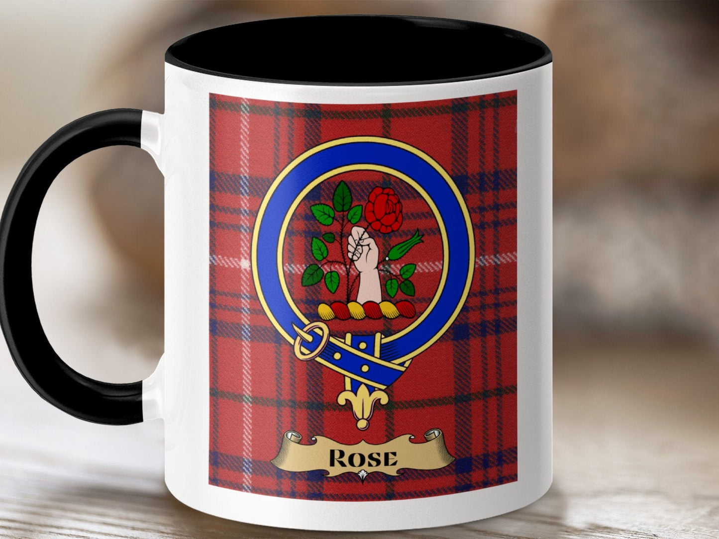 Physical Item 11oz / Black Rose Clan Scottish Tartan Crest Mug