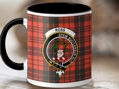 Physical Item 11oz / Black Ross Clan Crest Tartan Scottish Mug