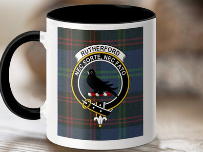 Physical Item 11oz / Black Rutherford Clan Scottish Tartan Crest Mug