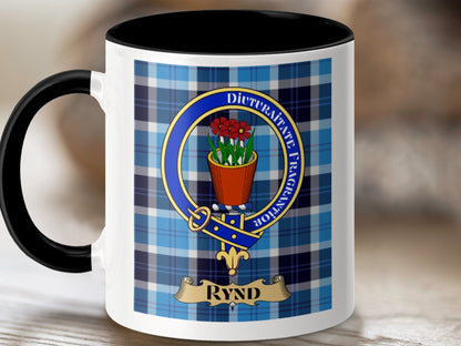 Physical Item 11oz / Black Rynd Clan Scottish Tartan Crest Mug