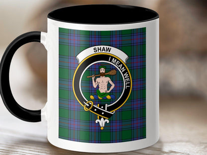 Physical Item 11oz / Black Shaw Clan Scottish Tartan Crest Mug