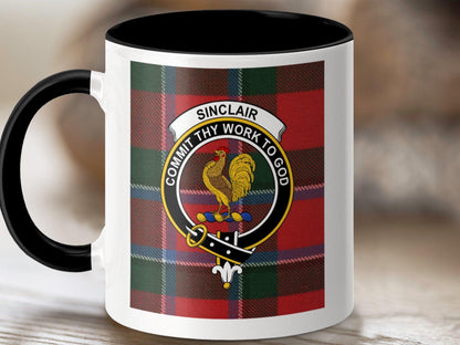 Physical Item 11oz / Black Sinclair Clan Scottish Tartan Crest Mug