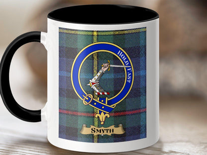 Physical Item 11oz / Black Smyth Clan Scottish Tartan Crest Mug