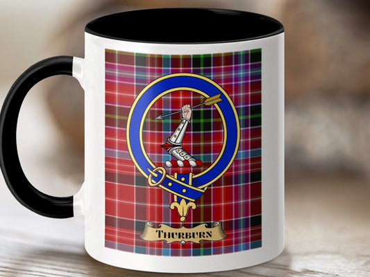 Physical Item 11oz / Black Thurburn Clan Scottish Tartan Crest Mug