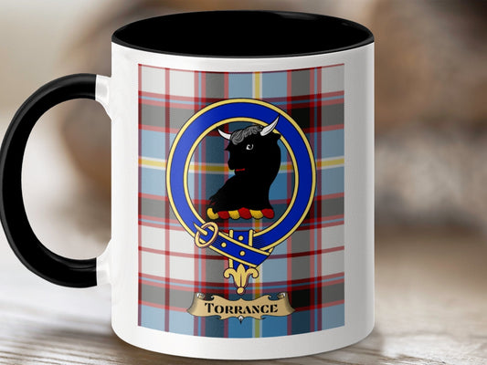 Physical Item 11oz / Black Torrance Clan Scottish Tartan Crest Mug