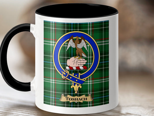 Physical Item 11oz / Black Toshach Clan Scottish Tartan Crest Mug