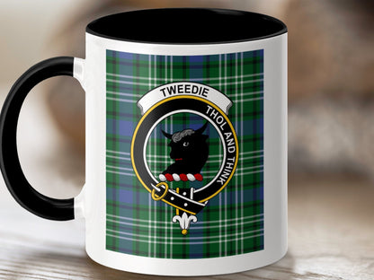 Physical Item 11oz / Black Tweedie Clan Scottish Tartan Crest Mug