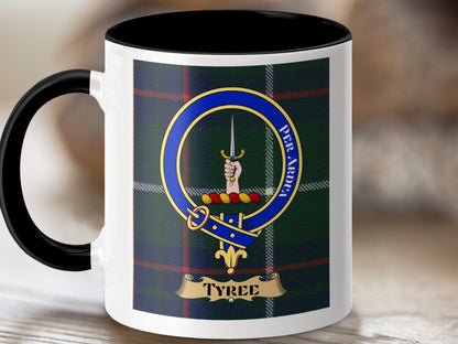 Physical Item 11oz / Black Tyree Clan Scottish Tartan Crest Mug