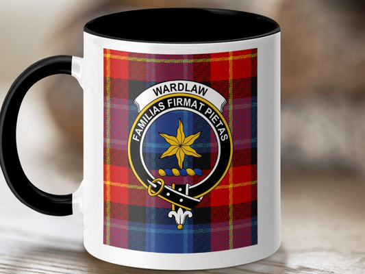 Physical Item 11oz / Black Wardlaw Clan Scottish Tartan Crest Mug