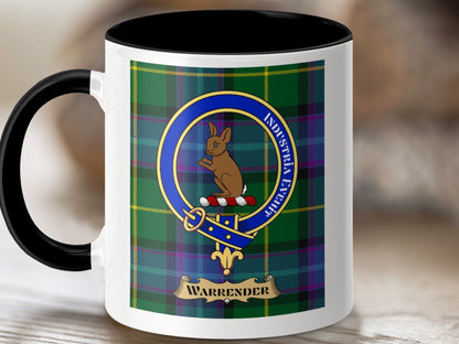 Physical Item 11oz / Black Warrender Clan Scottish Tartan Crest Mug